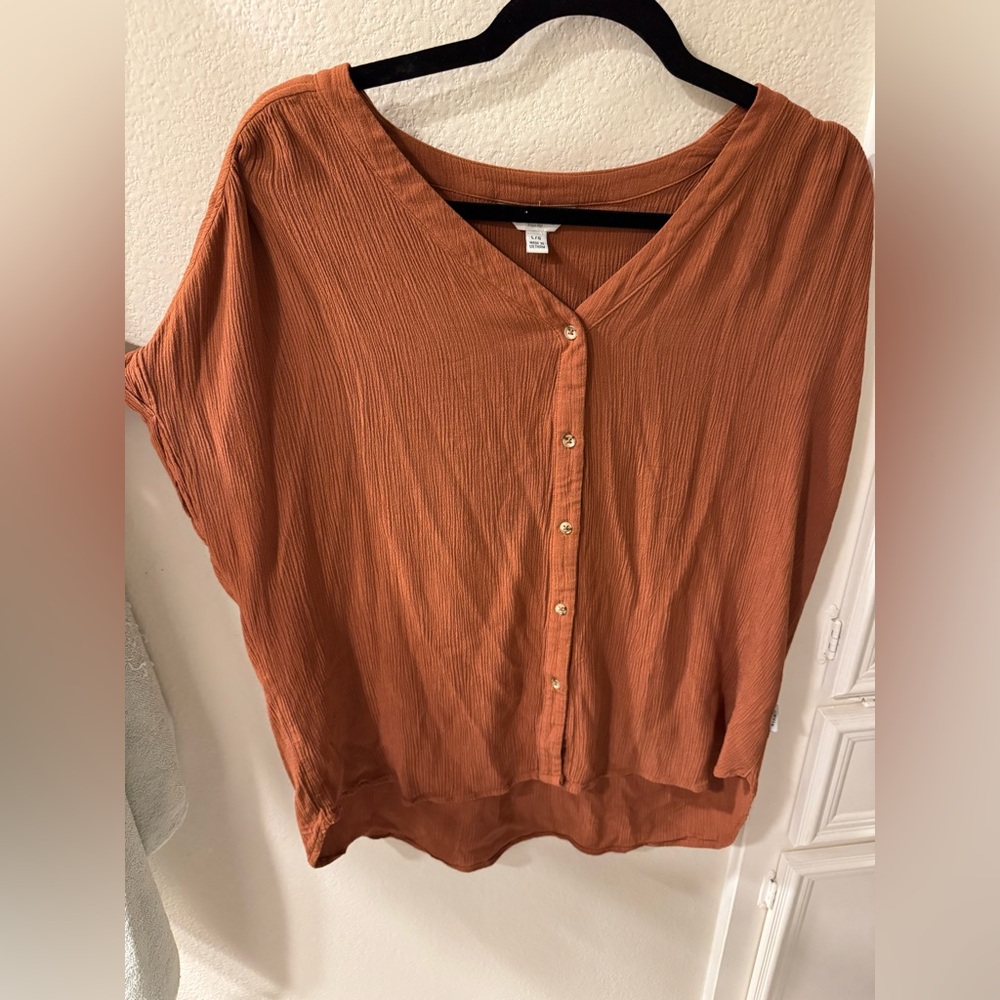 Orvis Rust Casual Top Button Front Shirt Women's Size large